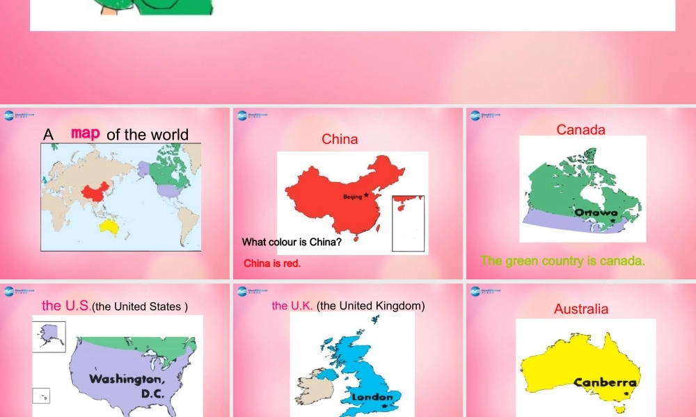 五年级英语上册 Unit2 My Country and English。speaking Countries lesson 9 let's look at a map课件 冀教版（三起）-冀教版小学五年级上册英语课件