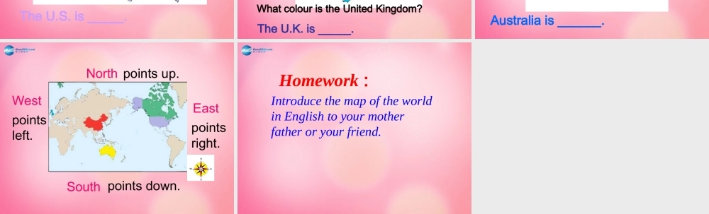五年级英语上册 Unit2 My Country and English。speaking Countries lesson 9 let's look at a map课件 冀教版（三起）-冀教版小学五年级上册英语课件