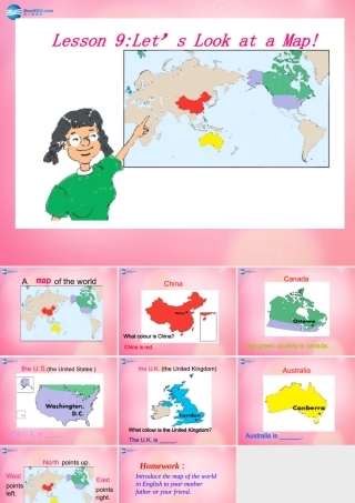 五年级英语上册 Unit2 My Country and English。speaking Countries lesson 9 let's look at a map课件 冀教版（三起）-冀教版小学五年级上册英语课件