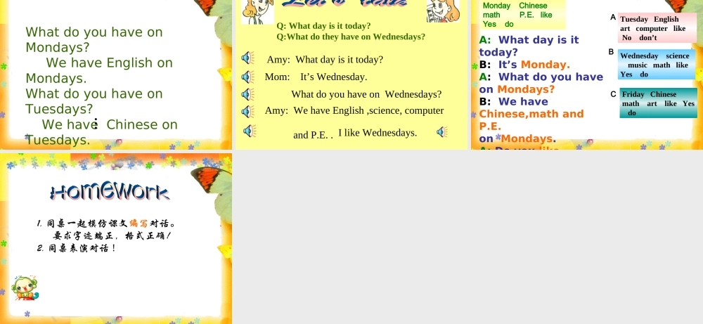 五年级英语上册 Unit2 My Days of the Week PartA let’s talk 课件  人教PEP