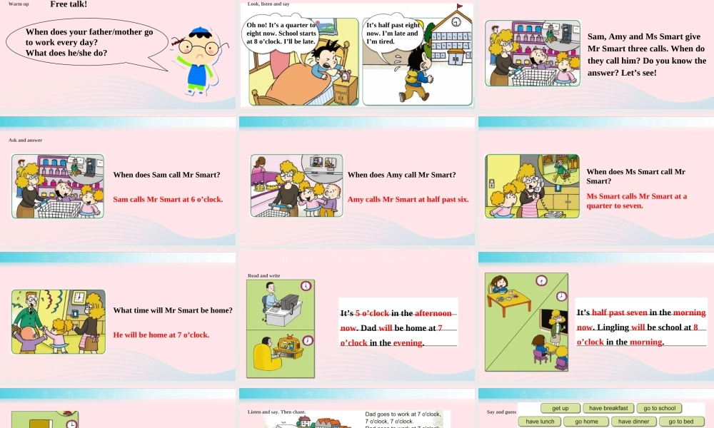 五年级英语下册 Module 7 unit 2 i'll be home at 7 o'clock课件2 外研版（一起）-外研版小学五年级下册英语课件