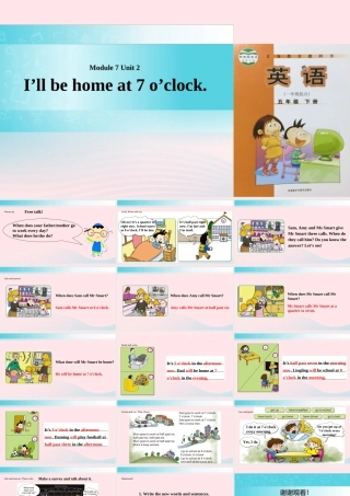 五年级英语下册 Module 7 unit 2 i'll be home at 7 o'clock课件2 外研版（一起）-外研版小学五年级下册英语课件