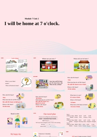 五年级英语下册 Module 7 unit 2 i'll be home at 7 o'clock课件3 外研版（一起）-外研版小学五年级下册英语课件