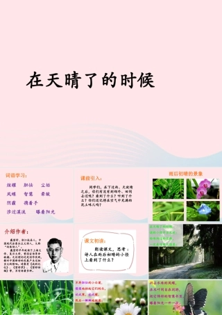 五年级语文上册 第一单元 1《在天晴了的时候》优培课件 冀教版-冀教版小学五年级上册语文课件