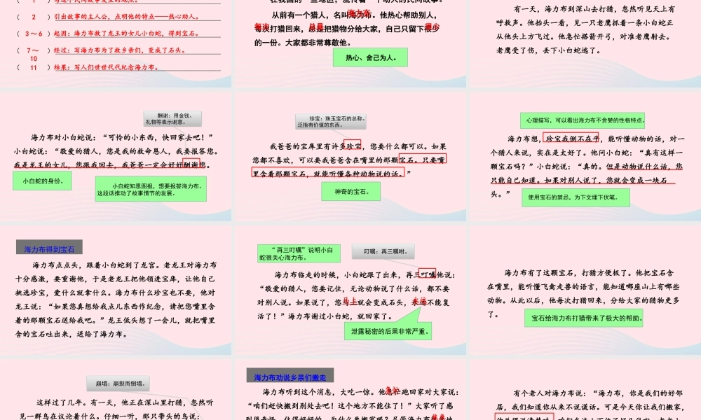 五年级语文上册 第三单元 9 猎人海力布教学课件 新人教版-新人教版小学五年级上册语文课件