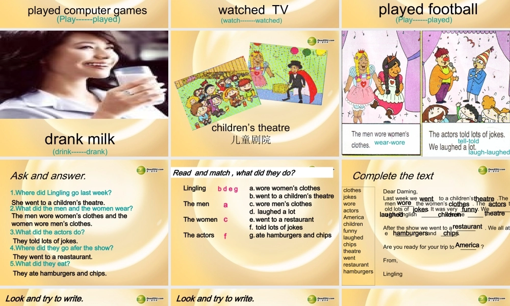 五年级英语下册 Module 9 Unit 1 we laughed a lot课件（2） 外研版（三起）