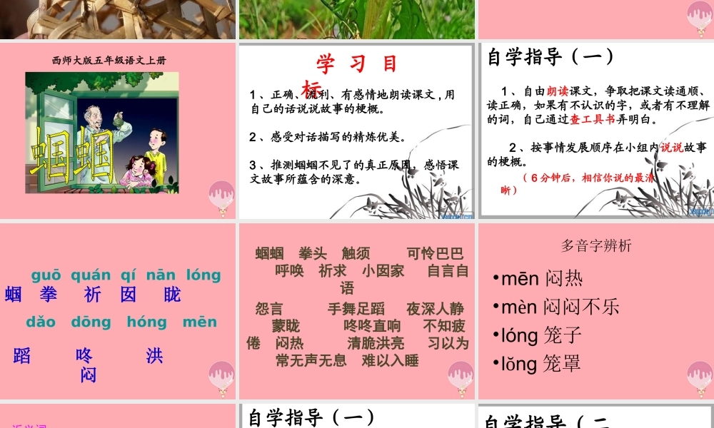 五年级语文上册 第二单元 蝈蝈课件1 西师大版-西师大版小学五年级上册语文课件