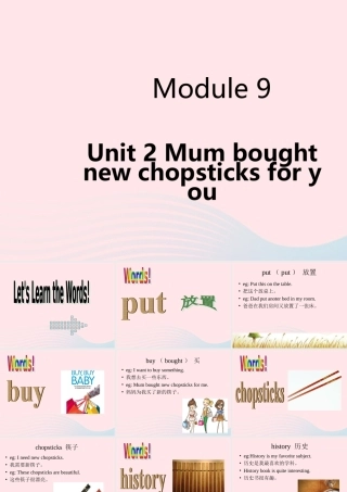 五年级英语下册 Module 9 unit 2 mum bought new chopsticks for you课件1 外研版（一起）-外研版小学五年级下册英语课件