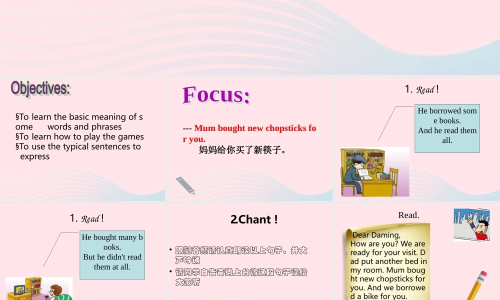 五年级英语下册 Module 9 unit 2 mum bought new chopsticks for you课件2 外研版（一起）-外研版小学五年级下册英语课件