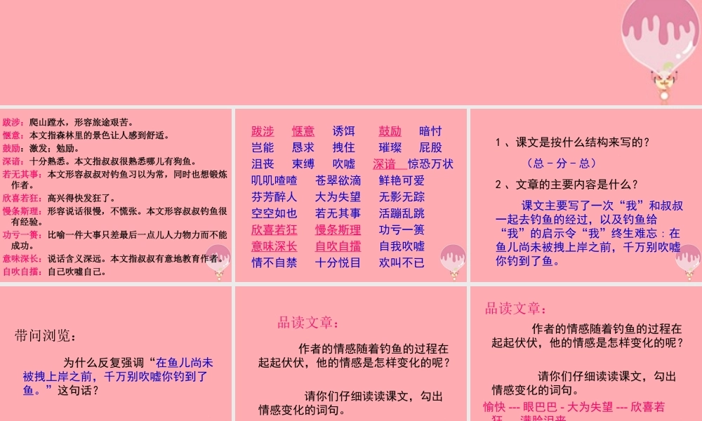 五年级语文上册 第二单元 我没有钓到那条鱼课件1 西师大版-西师大版小学五年级上册语文课件