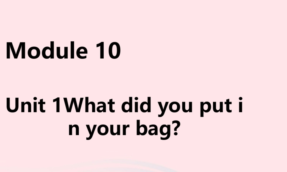 五年级英语下册 Module 10 unit 1 what did you put in your bag课件4 外研版（一起）-外研版小学五年级下册英语课件