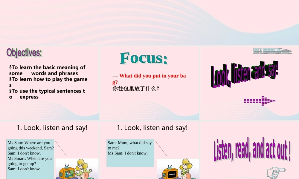 五年级英语下册 Module 10 unit 1 what did you put in your bag课件4 外研版（一起）-外研版小学五年级下册英语课件