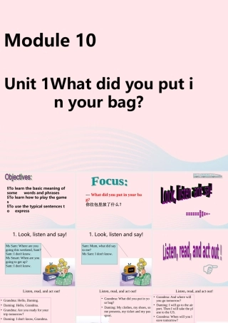 五年级英语下册 Module 10 unit 1 what did you put in your bag课件4 外研版（一起）-外研版小学五年级下册英语课件