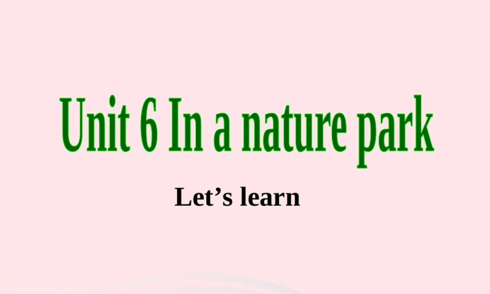 五年级英语上册 Unit6 In a nature park第一课时课件 人教PEP-人教PEP小学五年级上册英语课件