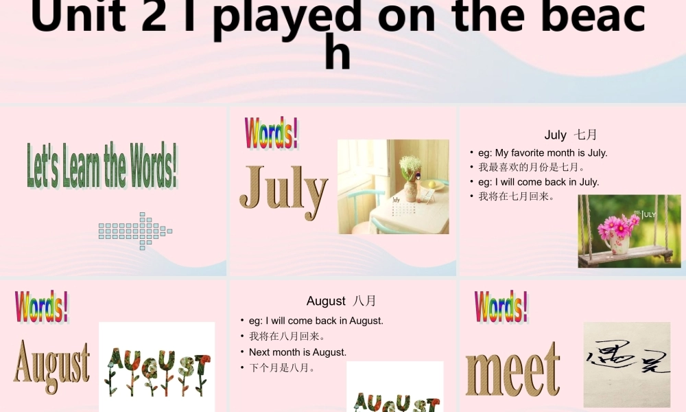 五年级英语下册 Module 10 unit 2 i played on the beach课件3 外研版（一起）-外研版小学五年级下册英语课件