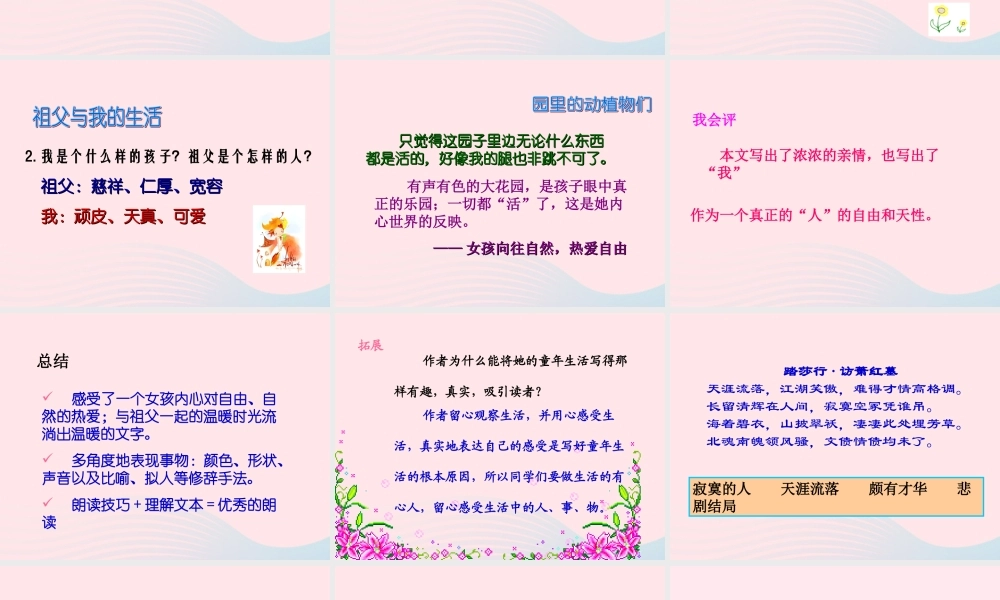 五年级语文上册 第三单元 13《祖父 后园 我》优质同步课件 冀教版-冀教版小学五年级上册语文课件