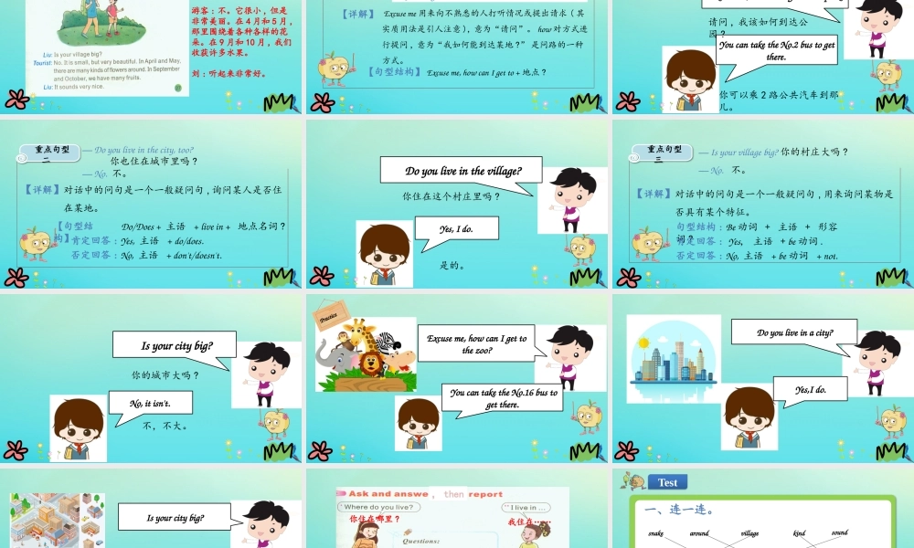 五年级英语下册 Unit 4 He Lives in a Village（第2课时）课件 陕旅版（三起）-陕旅版小学五年级下册英语课件