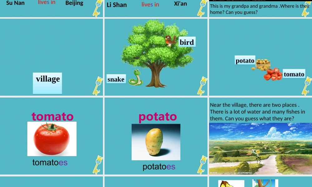 五年级英语下册 unit 4 he lives in a village第一课时课件 陕旅版-陕旅版小学五年级下册英语课件