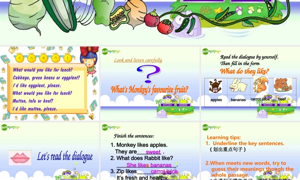 五年级英语上册 What’s your favourite food B Read and write 人教版(PEP)