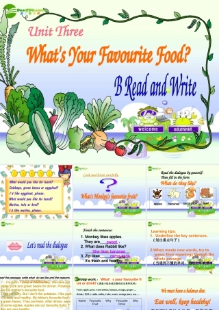 五年级英语上册 What’s your favourite food B Read and write 人教版(PEP)