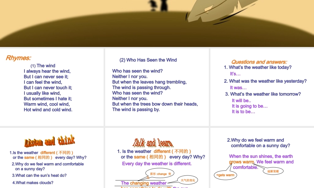 五年级英语下册 Unit 4 What Makes the Weather(3)课件 新世纪版