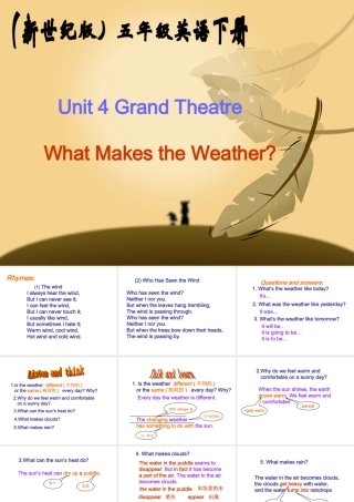 五年级英语下册 Unit 4 What Makes the Weather(3)课件 新世纪版