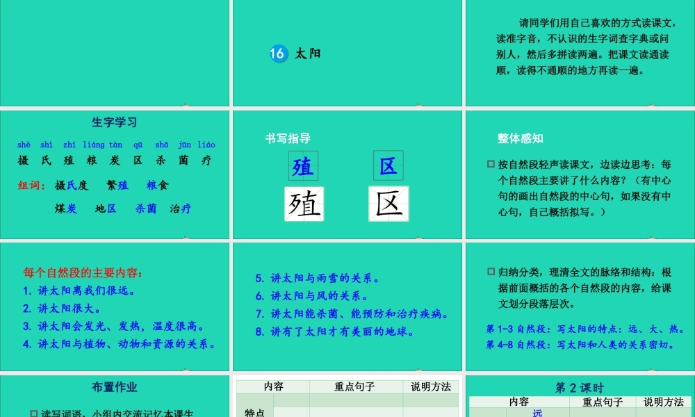 五年级语文上册 第五单元 16《太阳》课件