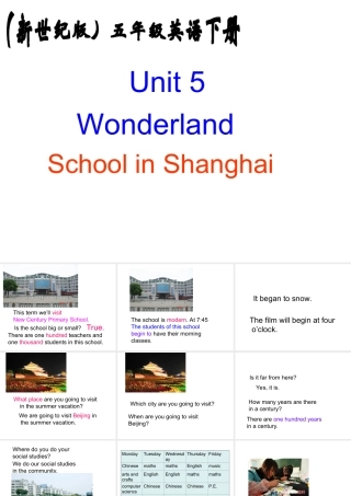 五年级英语下册 Unit 5 5 Grand Theatre chool in Shanghai(2)课件 新世纪版