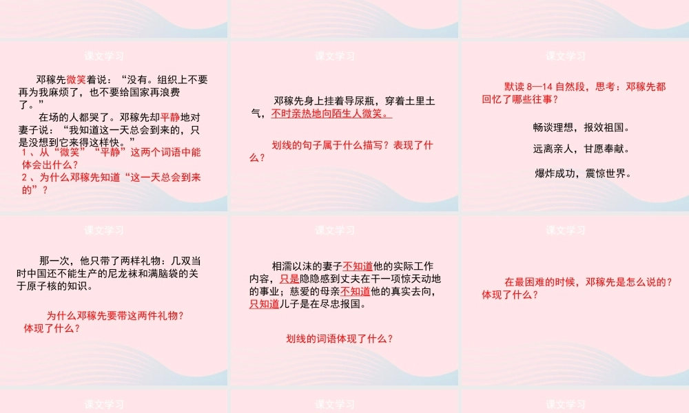 五年级语文上册 第五单元 22《两弹元勋邓稼先》（第二课时）优秀课件 冀教版-冀教版小学五年级上册语文课件