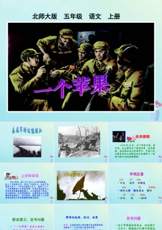五年级语文上册 第五单元 水 13 一个苹果教学课件 北师大版-北师大版小学五年级上册语文课件