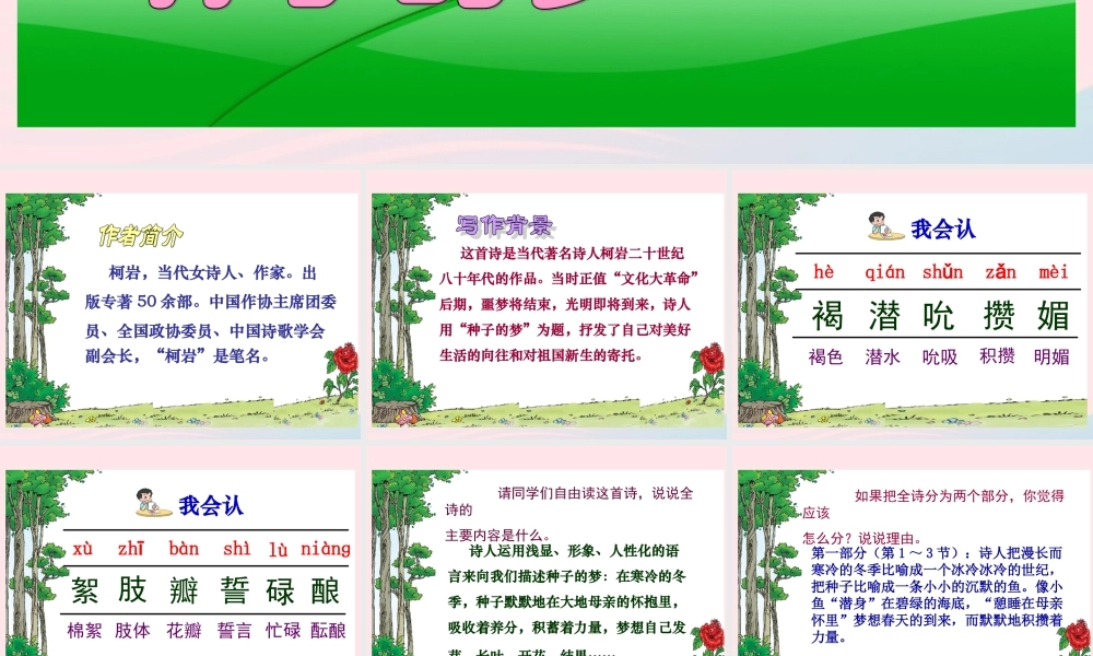 五年级语文下册 5《心愿》种子的梦课件3 北师大版-北师大版小学五年级下册语文课件