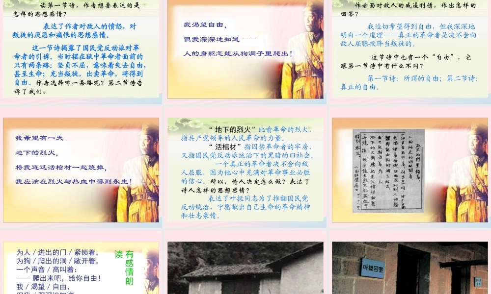 五年级语文下册 7《尊严》囚歌课件1 北师大版-北师大版小学五年级下册语文课件