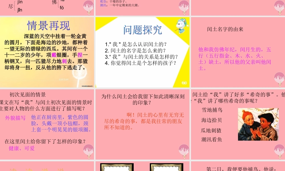 五年级语文上册 第四单元 少年闰土课件1 西师大版-西师大版小学五年级上册语文课件