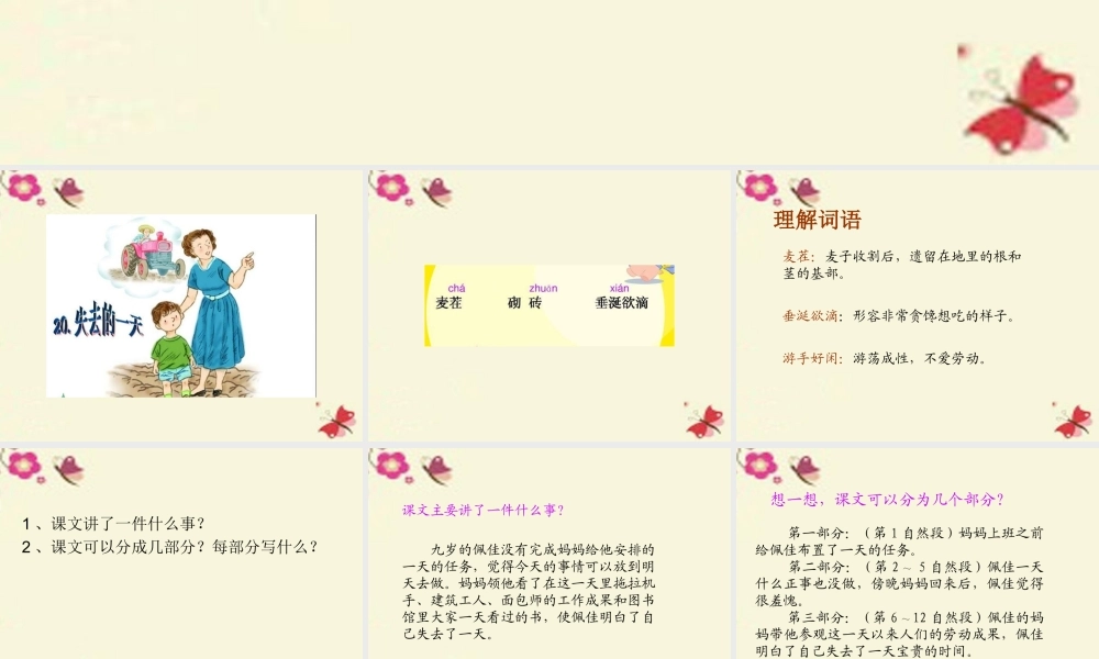 五年级语文下册 第4单元 20《失去的一天》课件8 语文S版-语文S版小学五年级下册语文课件