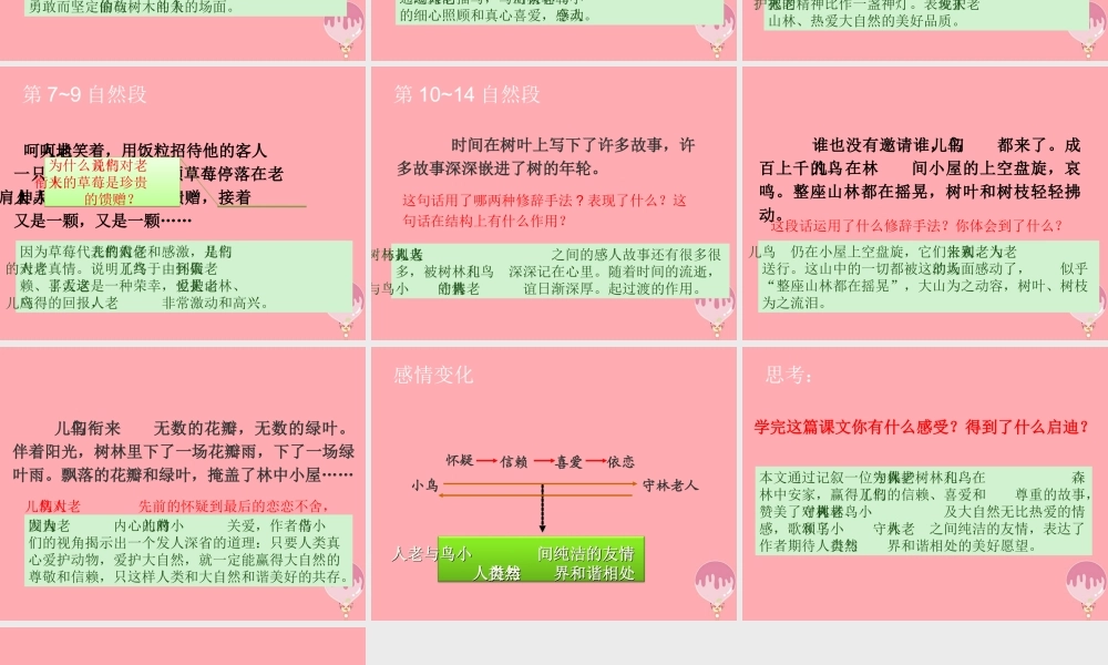 五年级语文上册 第四单元 小鸟和守林老人课件1 湘教版-湘教版小学五年级上册语文课件