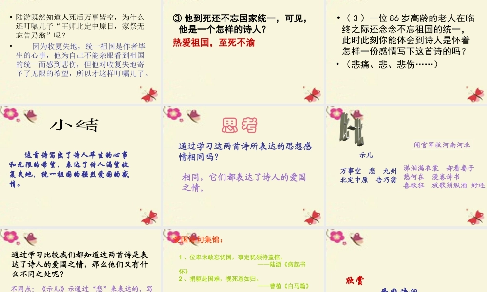 五年级语文下册 第5单元 21《古诗三首》示儿课件2 语文S版-语文S版小学五年级下册语文课件