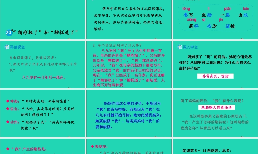 五年级语文上册 第六单元 20 精彩极了和糟糕透了课件 新人教版-新人教版小学五年级上册语文课件