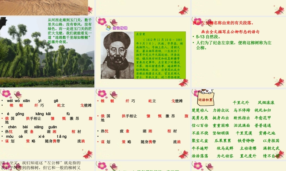 五年级语文下册 第5单元 22《左公柳》课件8 语文S版-语文S版小学五年级下册语文课件