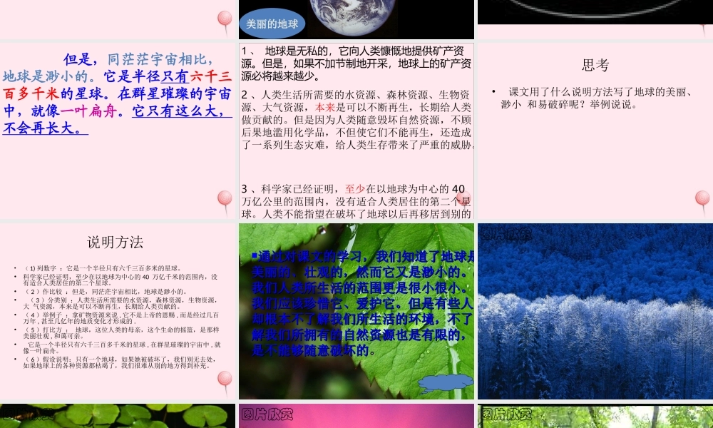 五年级语文上册 第六单元 21《只有一个地球》原创课件 北京版-北京版小学五年级上册语文课件