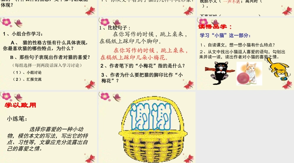五年级语文下册 第2单元 6《猫》课件5 语文S版-语文S版小学五年级下册语文课件