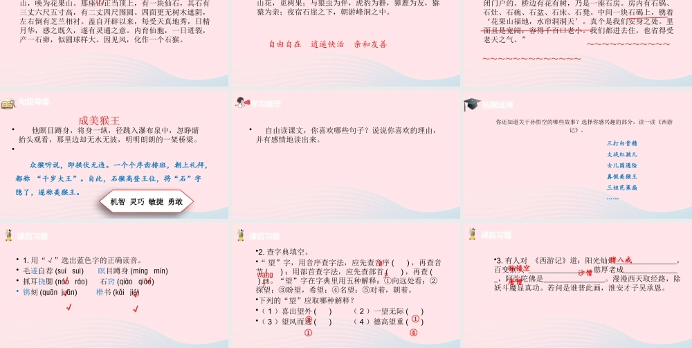五年级语文下册 第2单元 7猴王出世课件 新人教版-新人教版小学五年级下册语文课件