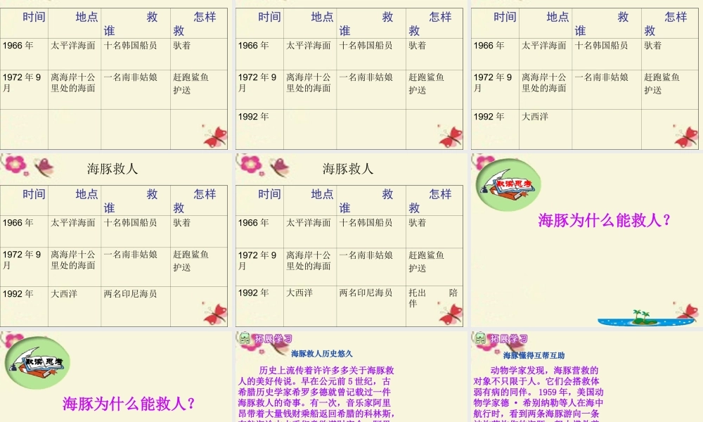 五年级语文下册 第2单元 8《海豚救人》课件4 语文S版-语文S版小学五年级下册语文课件