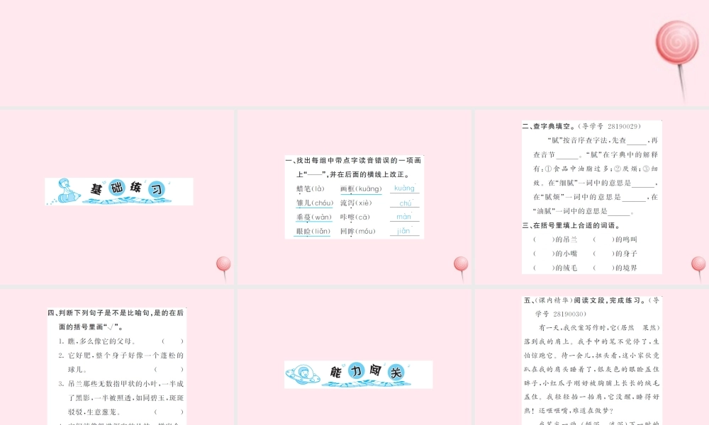 五年级语文上册 第四组 16珍珠鸟习题课件 新人教版-新人教版小学五年级上册语文课件
