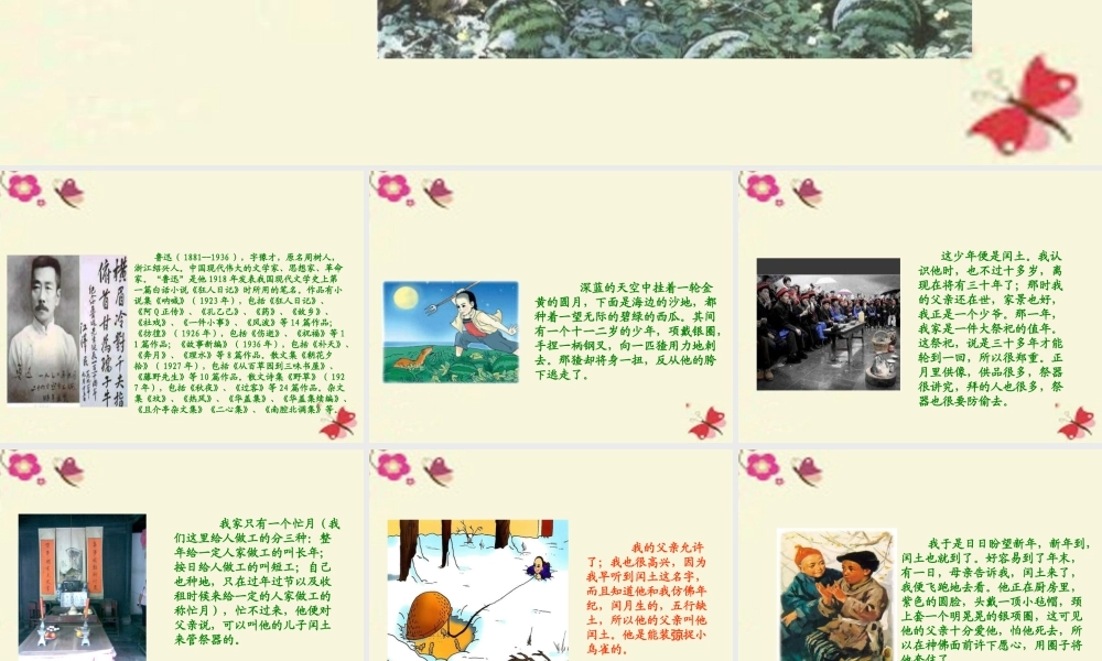 五年级语文下册 第6单元 26《少年闰土》课件6 语文S版-语文S版小学五年级下册语文课件