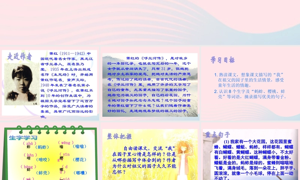 五年级语文下册 第二组 7 祖父的园子教学课件1 新人教版-新人教版小学五年级下册语文课件