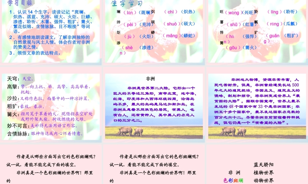 五年级语文下册 第八组 28彩色的非洲课件 新人教版-新人教版小学五年级下册语文课件