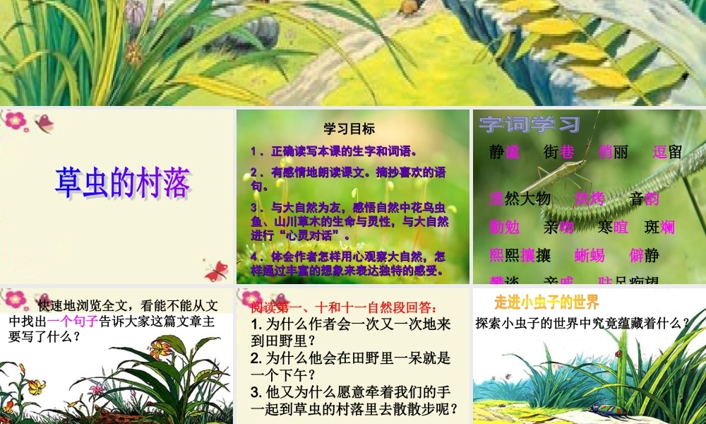 五年级语文下册 第2单元 10《草虫的村落》课件1 语文S版-语文S版小学五年级下册语文课件