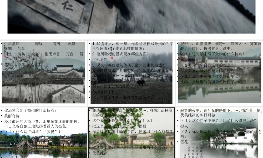 五年级语文上册 第六单元 28《水墨徽州》原创课件 冀教版-冀教版小学五年级上册语文课件