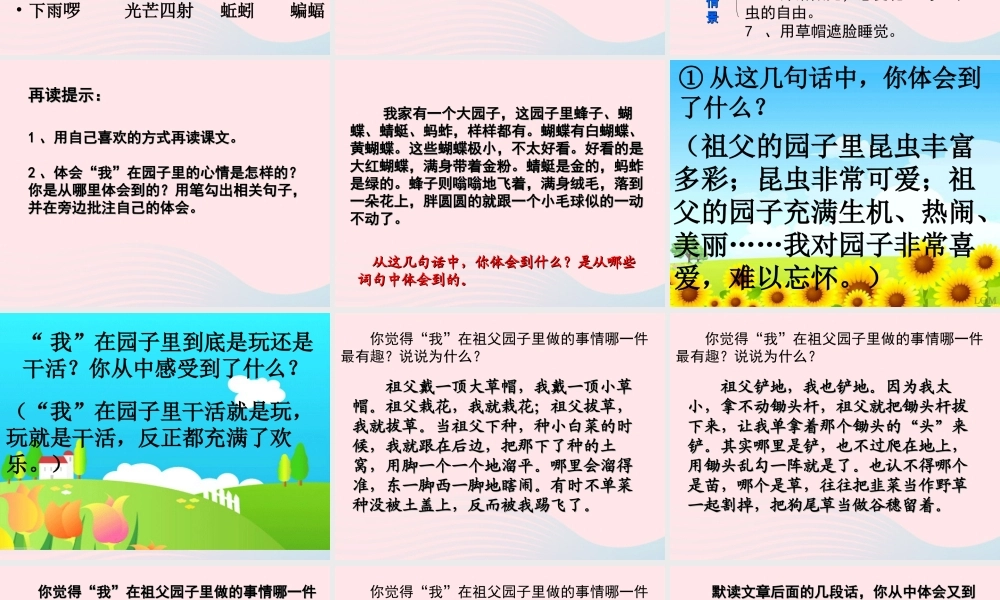 五年级语文下册 第二组 7《祖父的园子》课堂教学课件2 新人教版-新人教版小学五年级下册语文课件
