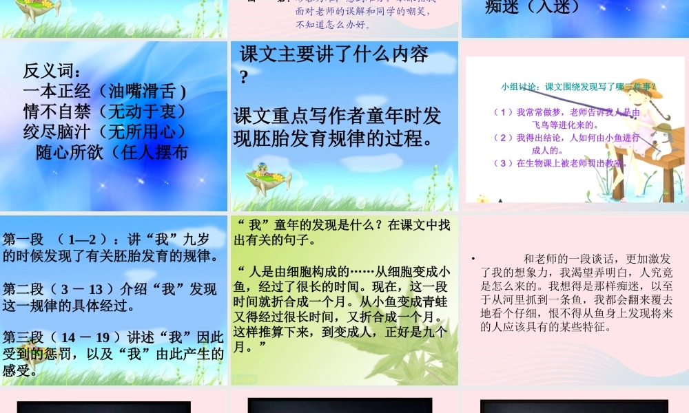 五年级语文下册 第二组 8《童年的发现》课堂教学课件1 新人教版-新人教版小学五年级下册语文课件